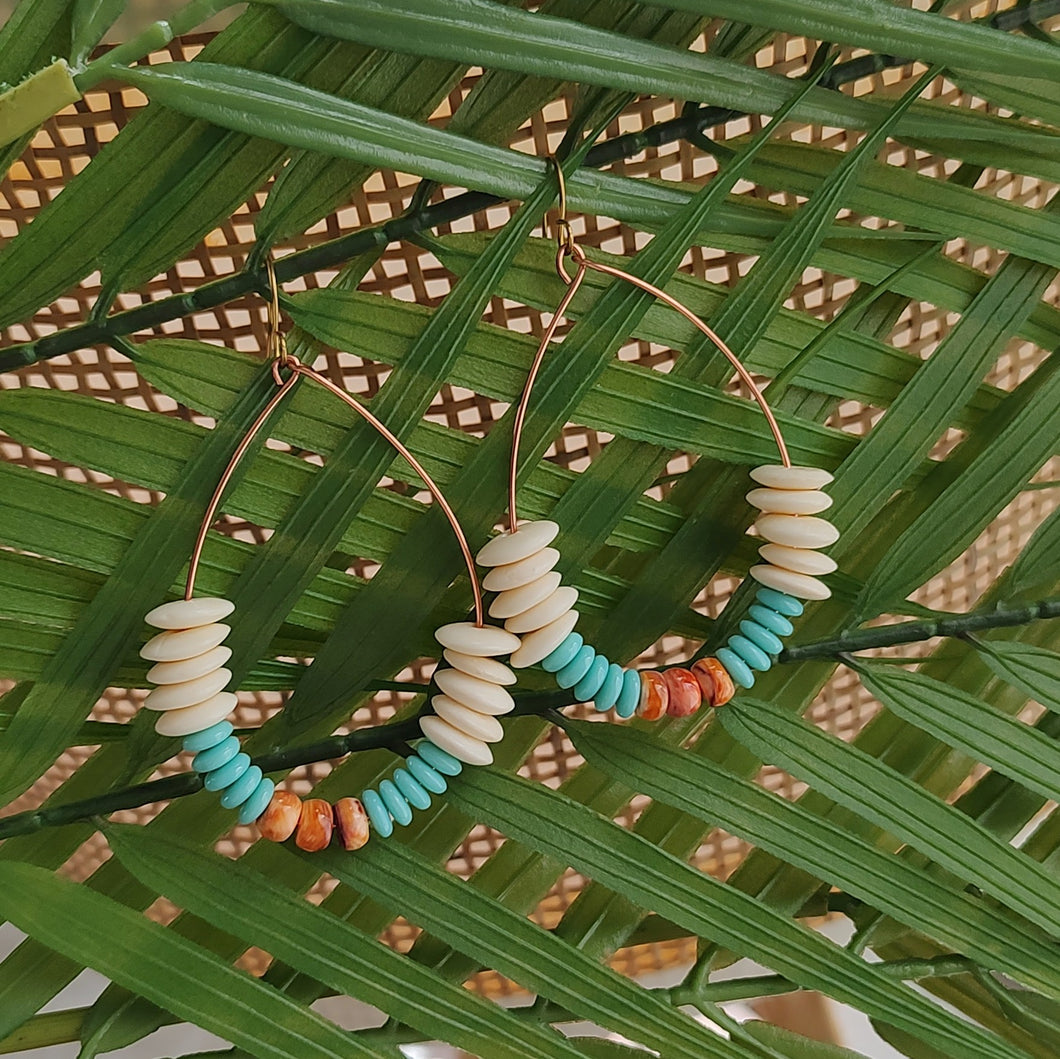 Bone/Spiny Oyster/Turquoise Earrings