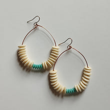Load image into Gallery viewer, Bone and Turquoise Bead Half Hoops

